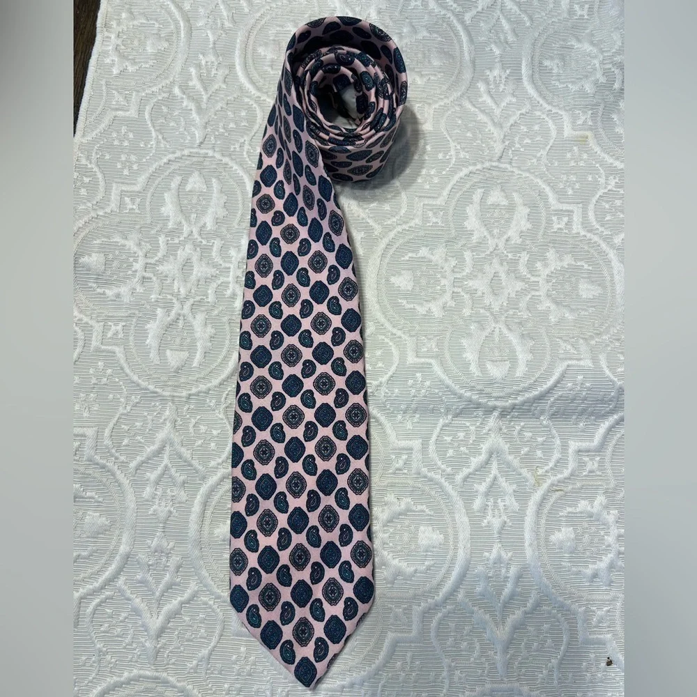 Nordstrom Pink and Dark Blue Geometric Tie